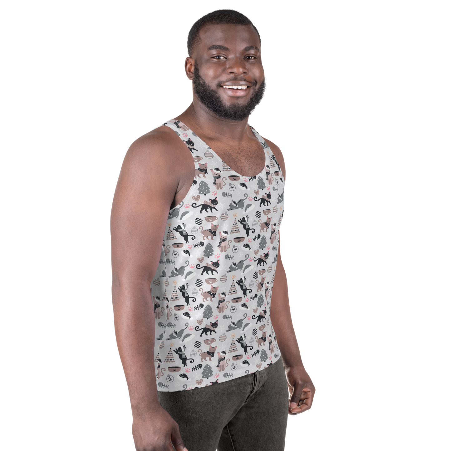 Winter Christmas Cat | Seamless Patterns | All-Over Print Men's Tank Top - #6