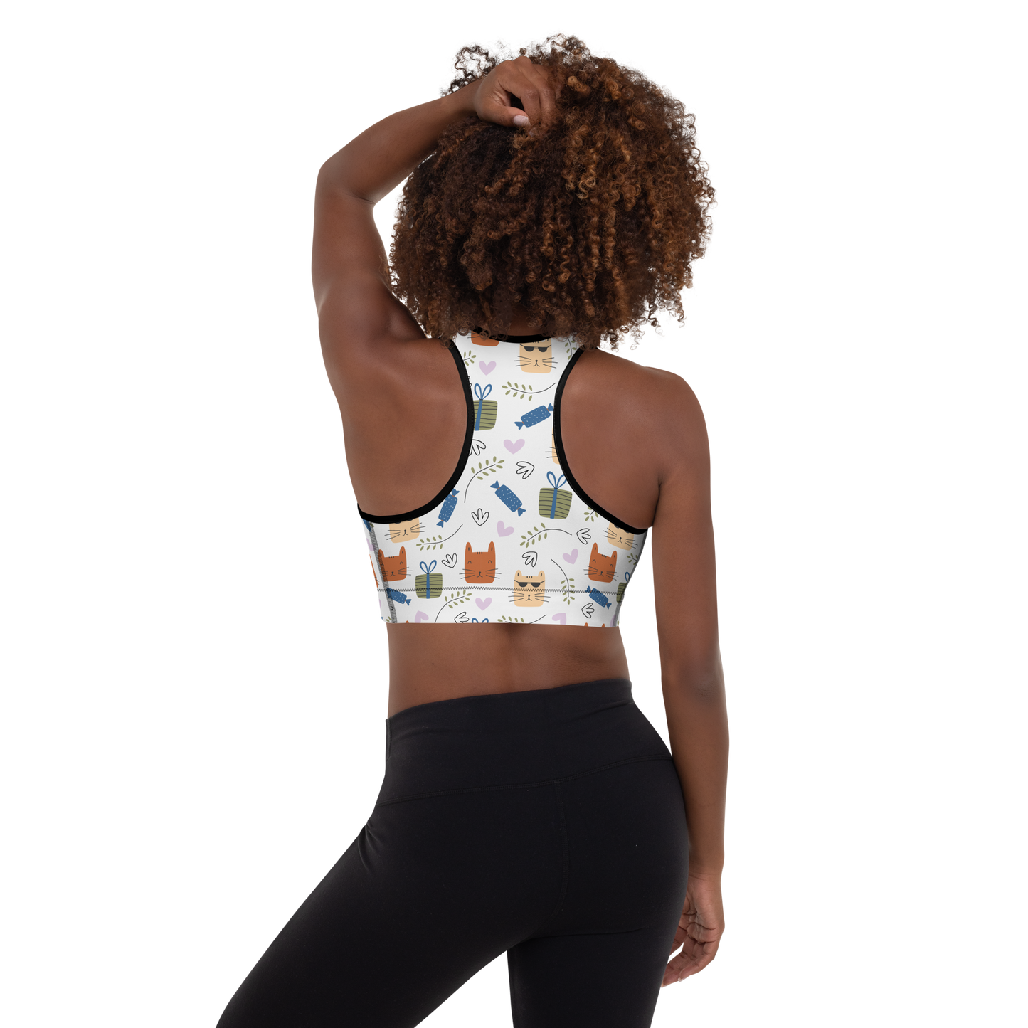 Cat Seamless Pattern Batch 01 | Seamless Patterns | All-Over Print Padded Sports Bra - #8