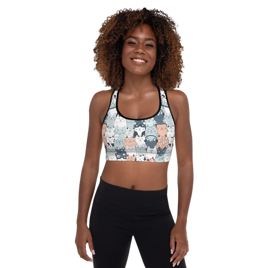 Cat Seamless Pattern Batch 01 | Seamless Patterns | All-Over Print Padded Sports Bra - #7