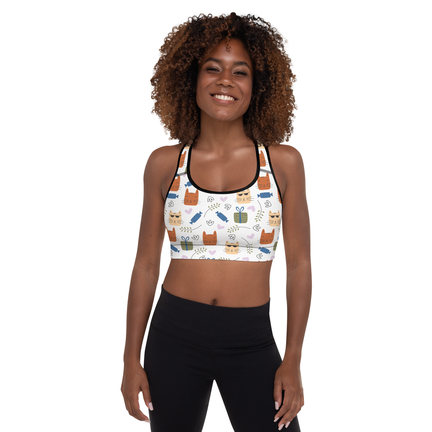 Cat Seamless Pattern Batch 01 | Seamless Patterns | All-Over Print Padded Sports Bra - #8