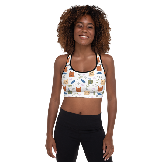 Cat Seamless Pattern Batch 01 | Seamless Patterns | All-Over Print Padded Sports Bra - #8