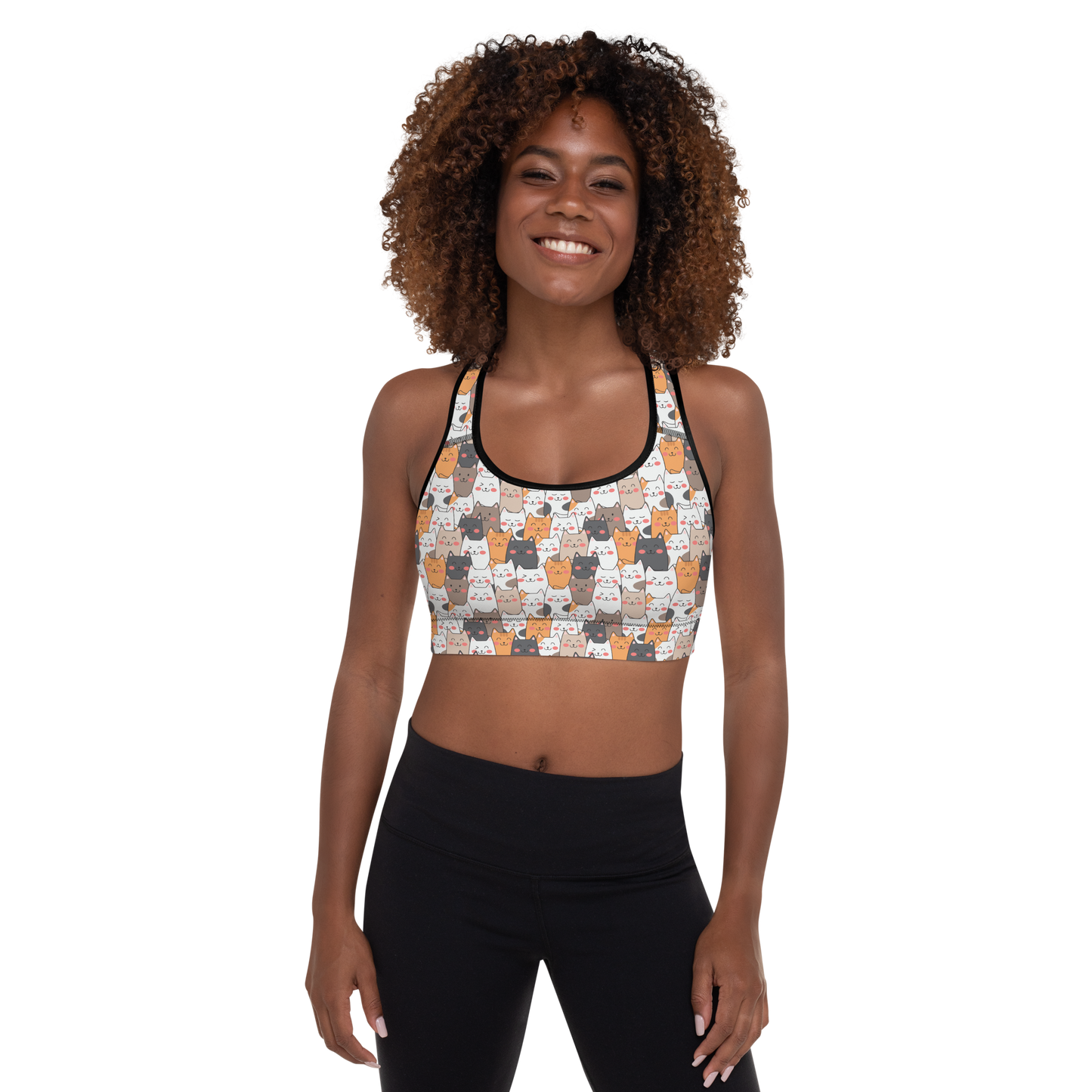 Cat Seamless Pattern Batch 01 | Seamless Patterns | All-Over Print Padded Sports Bra - #9