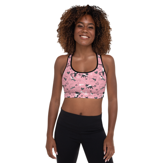 Winter Christmas Cat | Seamless Patterns | All-Over Print Padded Sports Bra - #2