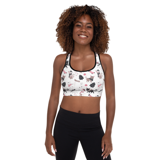 Winter Christmas Cat | Seamless Patterns | All-Over Print Padded Sports Bra - #3