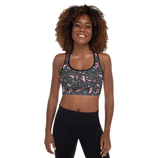 Winter Christmas Cat | Seamless Patterns | All-Over Print Padded Sports Bra - #4