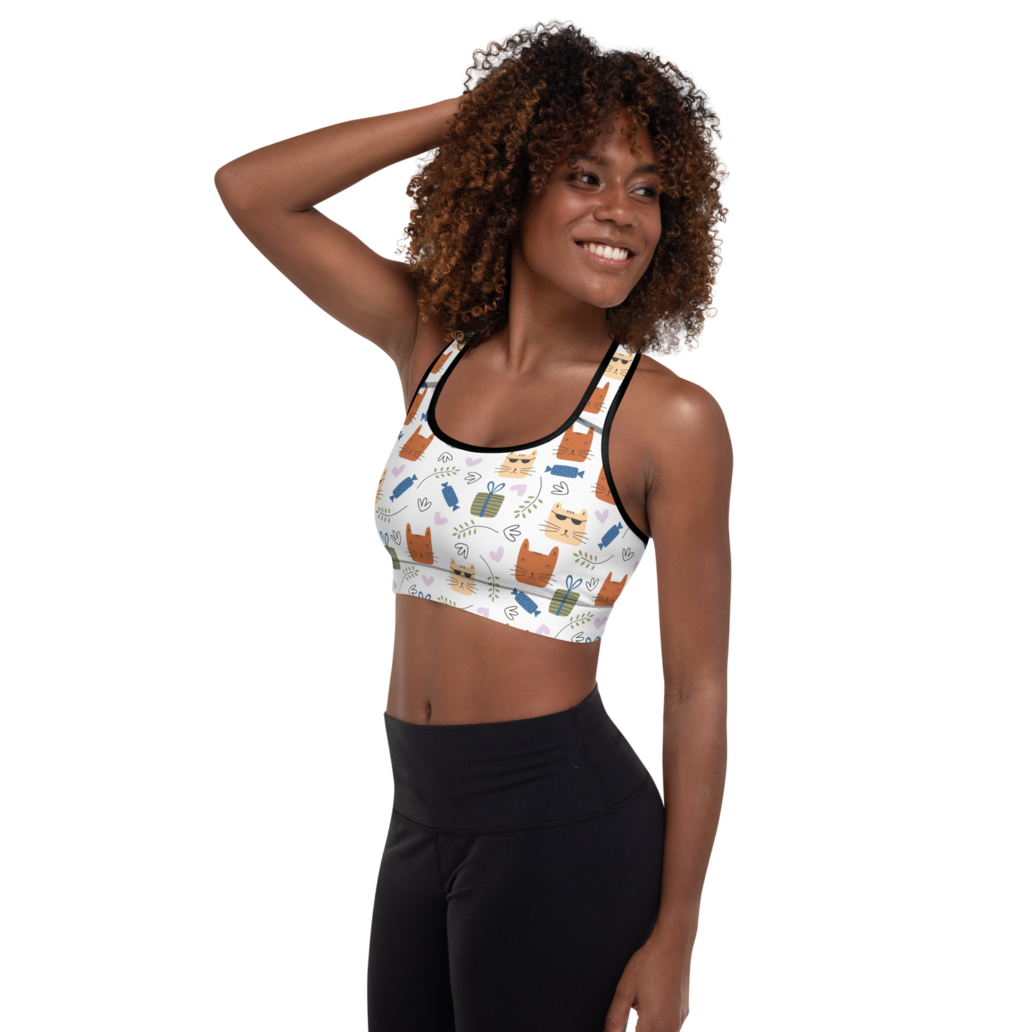 Cat Seamless Pattern Batch 01 | Seamless Patterns | All-Over Print Padded Sports Bra - #8