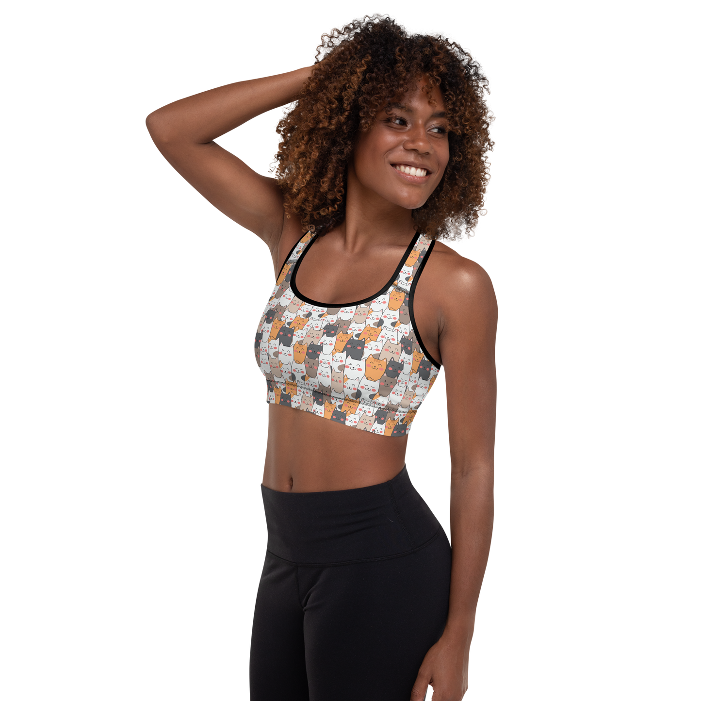 Cat Seamless Pattern Batch 01 | Seamless Patterns | All-Over Print Padded Sports Bra - #9