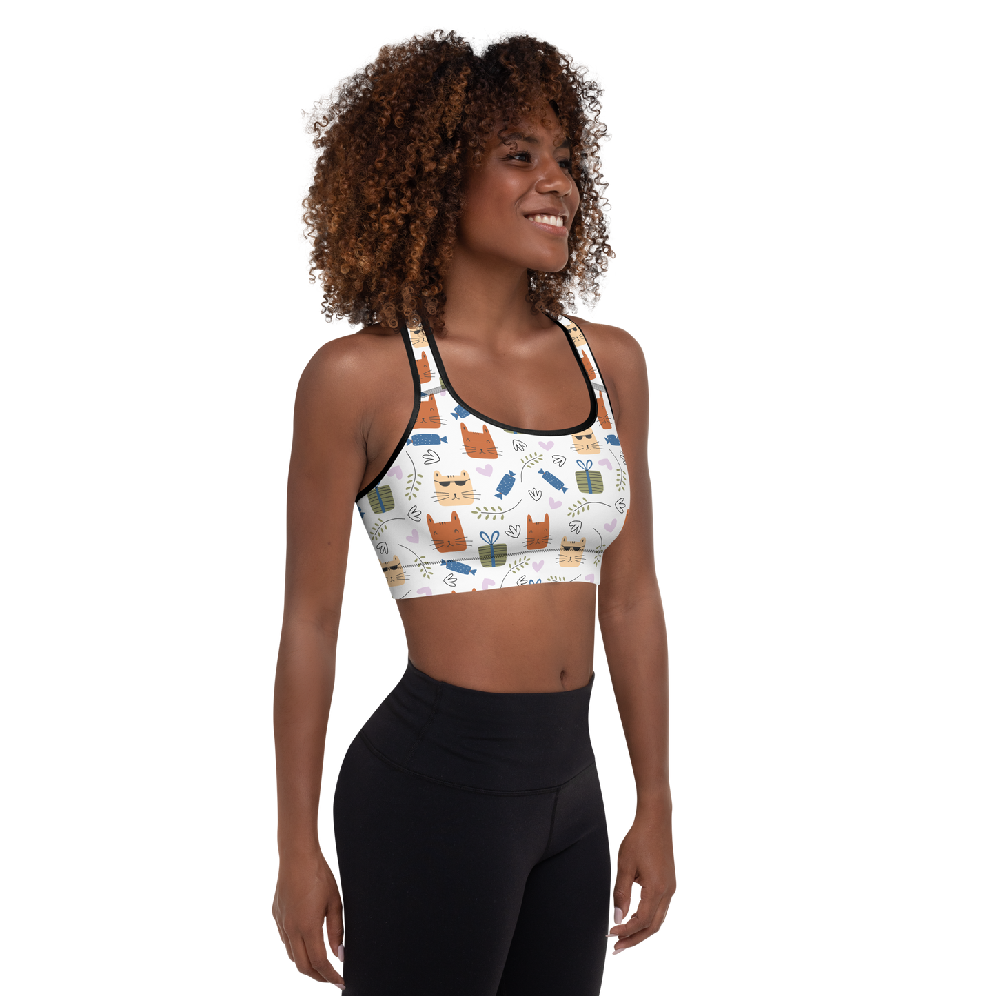 Cat Seamless Pattern Batch 01 | Seamless Patterns | All-Over Print Padded Sports Bra - #8