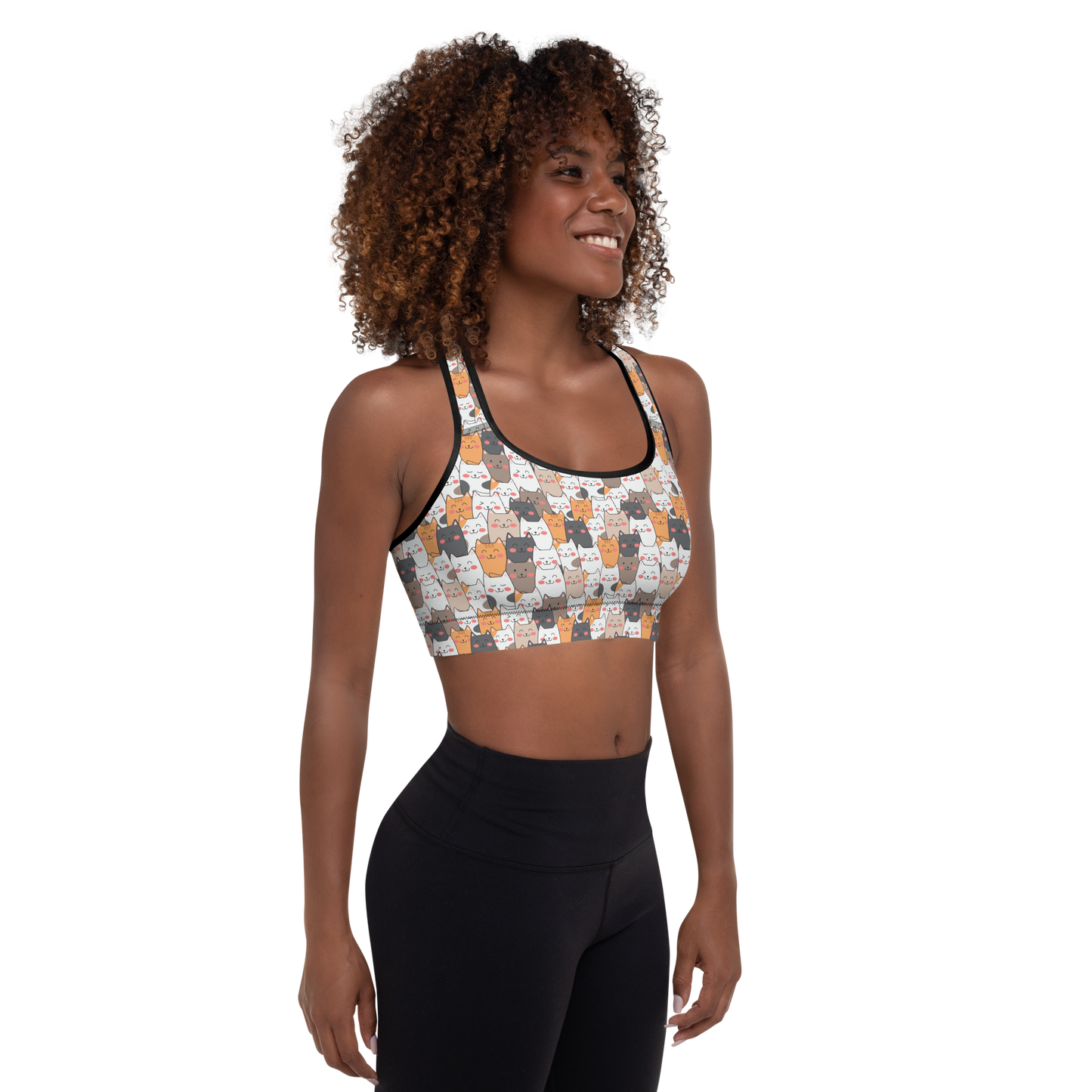 Cat Seamless Pattern Batch 01 | Seamless Patterns | All-Over Print Padded Sports Bra - #9