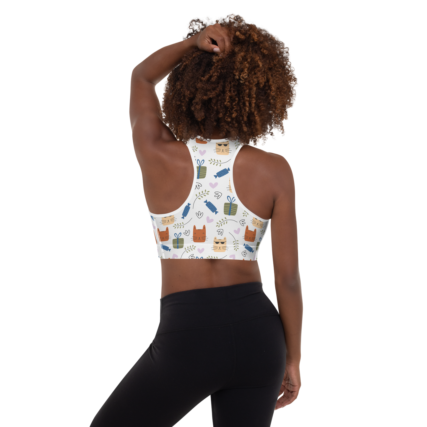 Cat Seamless Pattern Batch 01 | Seamless Patterns | All-Over Print Padded Sports Bra - #8