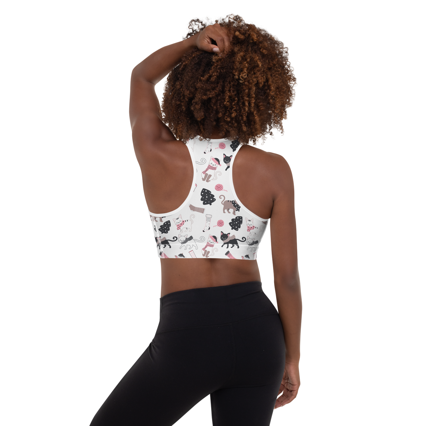 Winter Christmas Cat | Seamless Patterns | All-Over Print Padded Sports Bra - #3