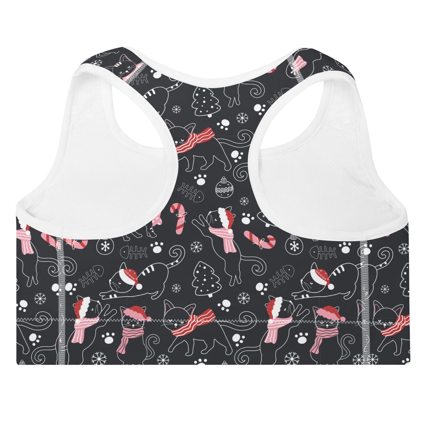 Winter Christmas Cat | Seamless Patterns | All-Over Print Padded Sports Bra - #4