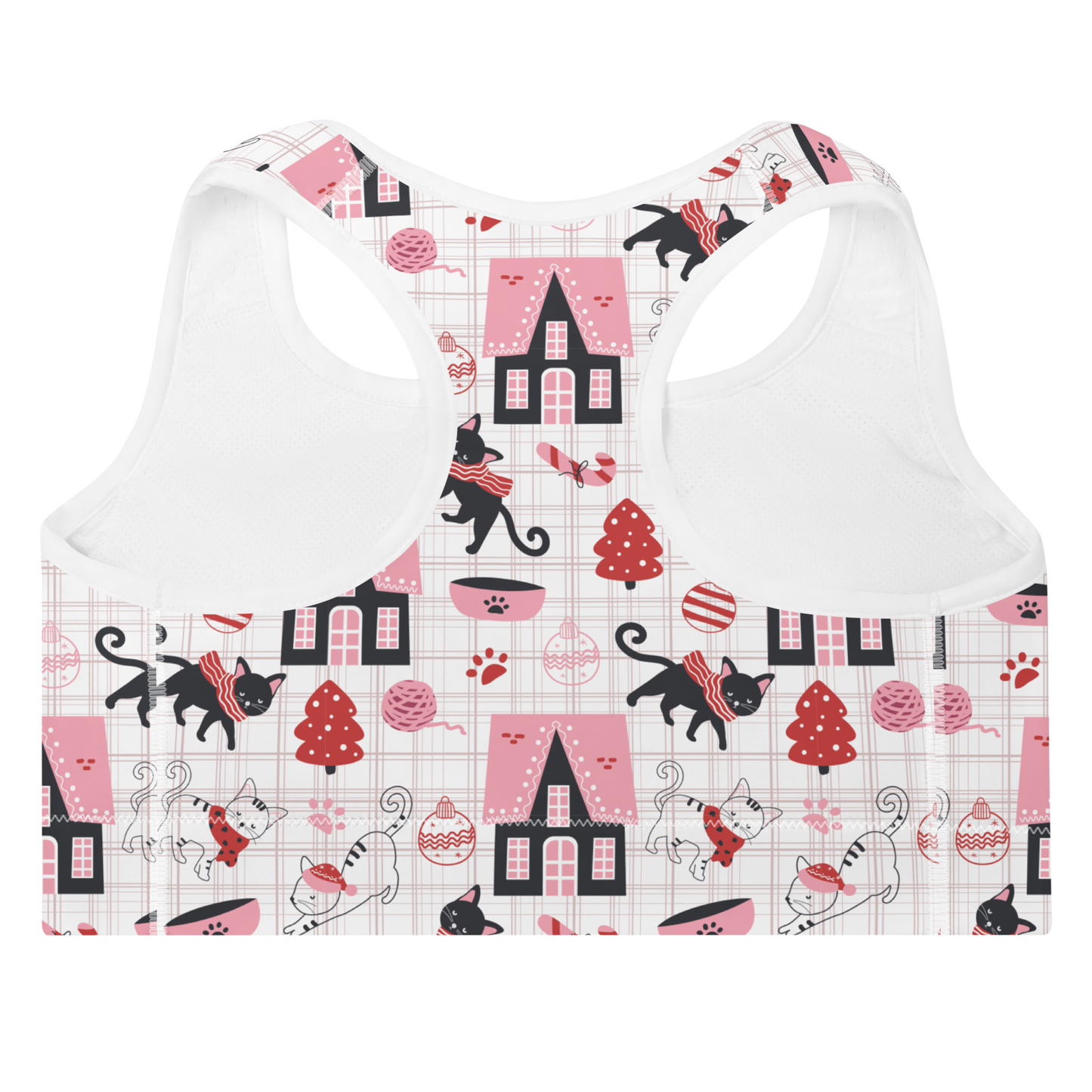 Winter Christmas Cat | Seamless Patterns | All-Over Print Padded Sports Bra - #5