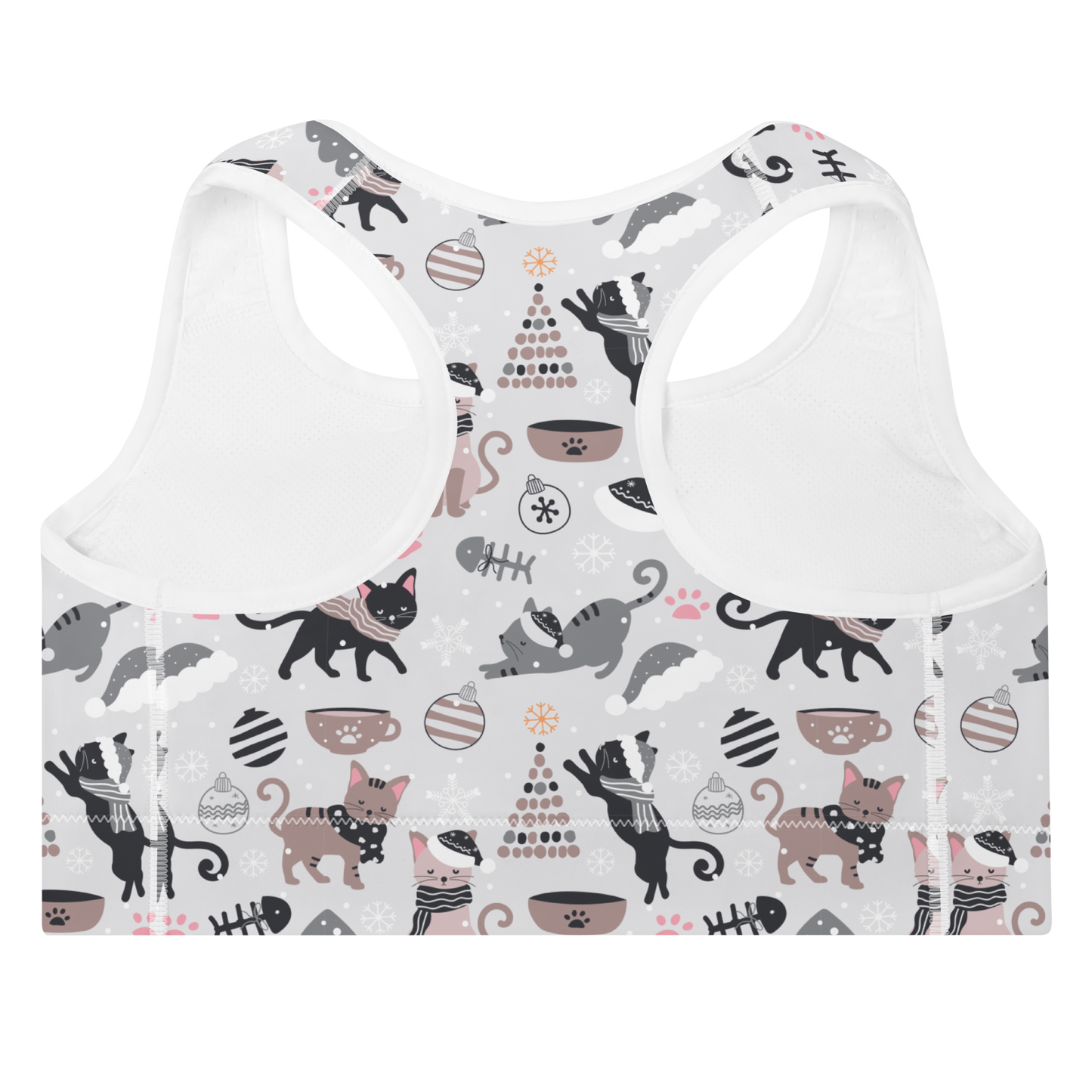 Winter Christmas Cat | Seamless Patterns | All-Over Print Padded Sports Bra - #6