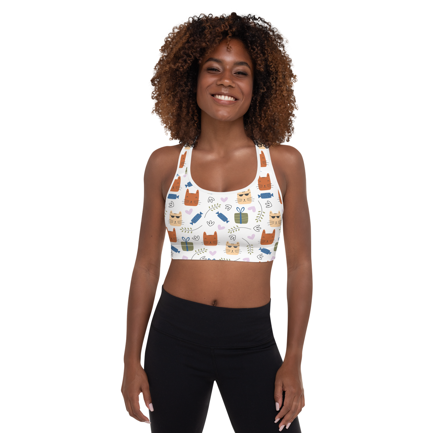 Cat Seamless Pattern Batch 01 | Seamless Patterns | All-Over Print Padded Sports Bra - #8