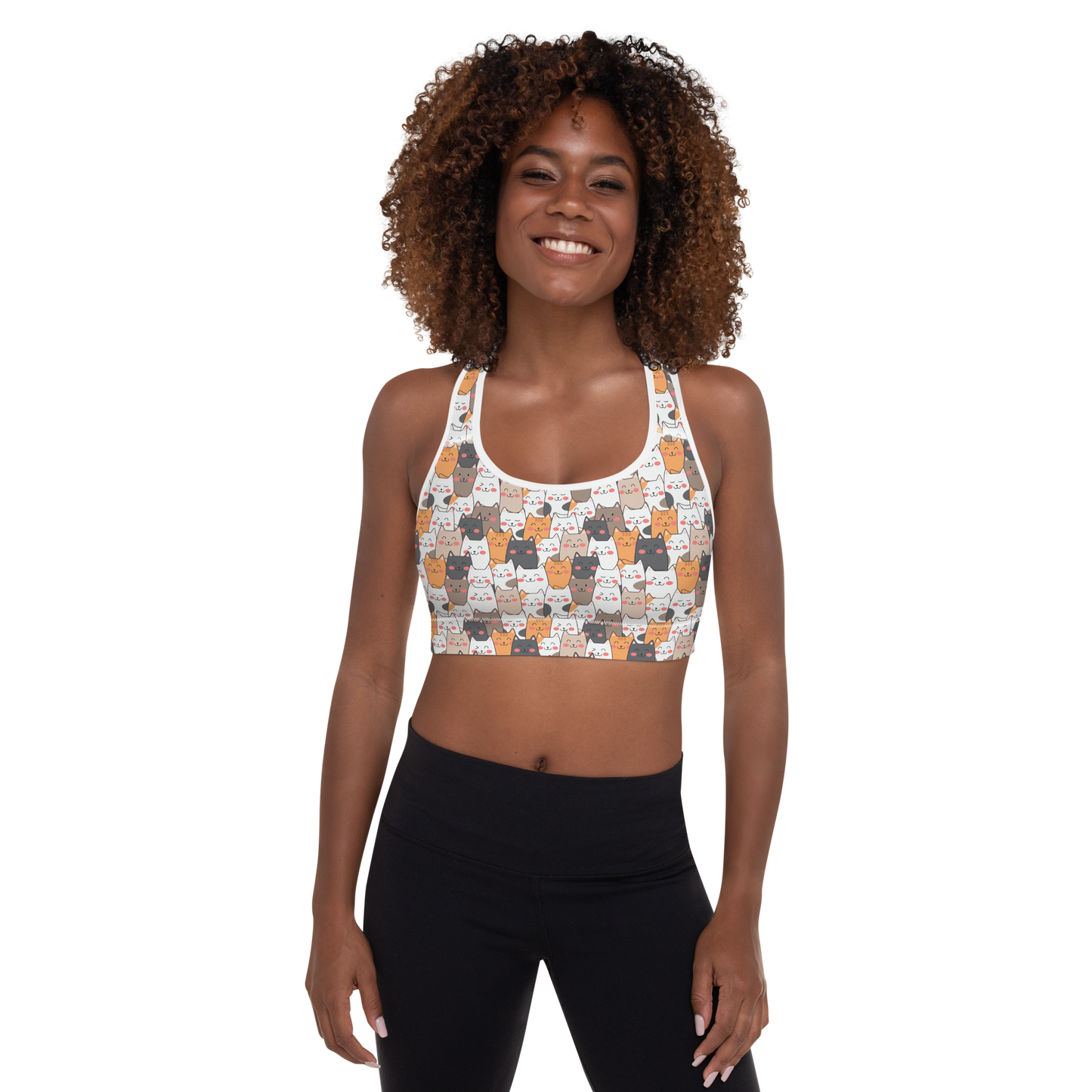 Cat Seamless Pattern Batch 01 | Seamless Patterns | All-Over Print Padded Sports Bra - #9