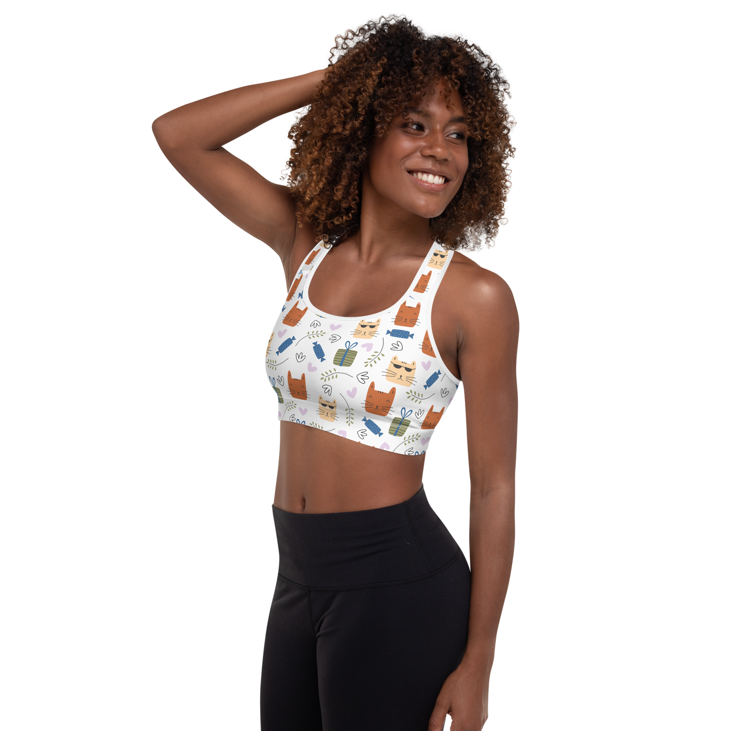 Cat Seamless Pattern Batch 01 | Seamless Patterns | All-Over Print Padded Sports Bra - #8