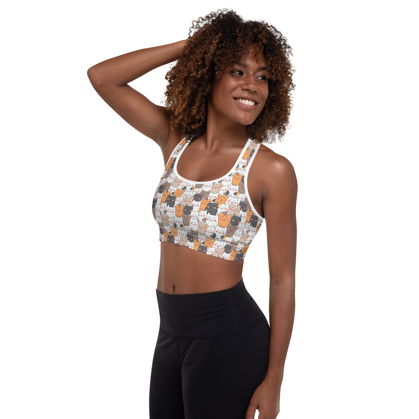 Cat Seamless Pattern Batch 01 | Seamless Patterns | All-Over Print Padded Sports Bra - #9