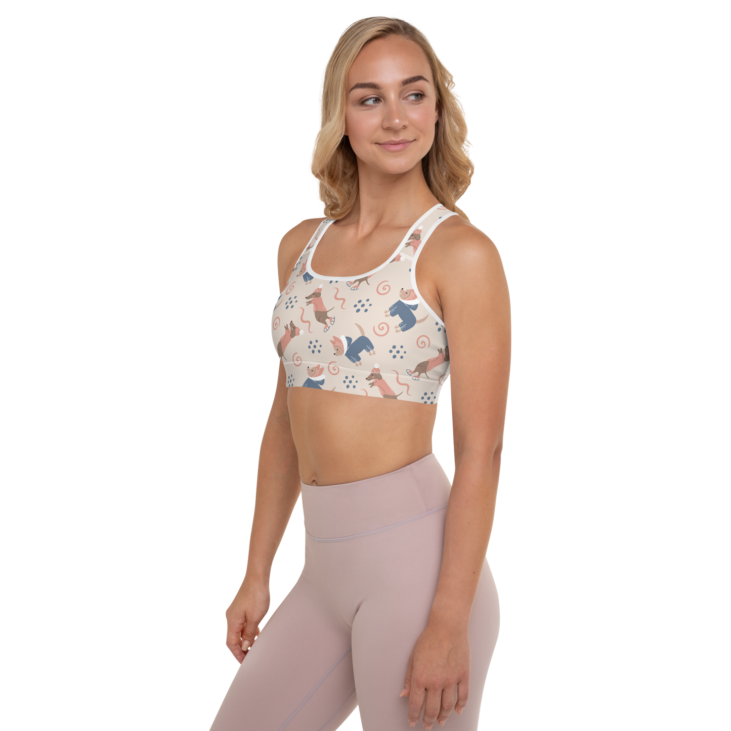 Cozy Dogs | Seamless Patterns | All-Over Print Padded Sports Bra - #12