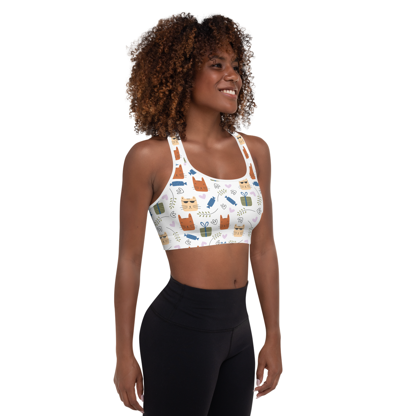 Cat Seamless Pattern Batch 01 | Seamless Patterns | All-Over Print Padded Sports Bra - #8