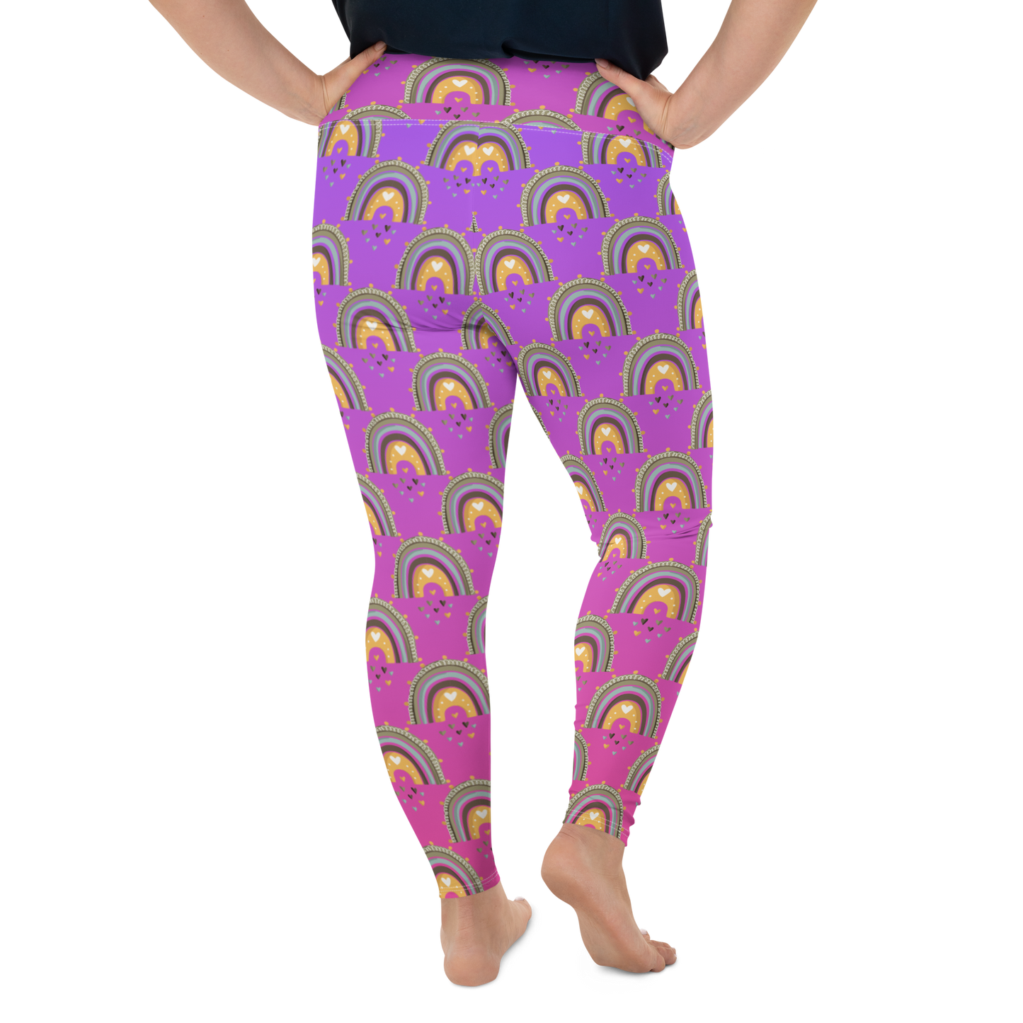 Pink & Purple | Boho Birds Pattern | Bohemian Style | All-Over Print Plus Size Leggings - #10