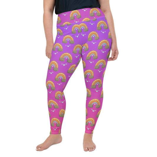 Pink & Purple | Boho Birds Pattern | Bohemian Style | All-Over Print Plus Size Leggings - #1