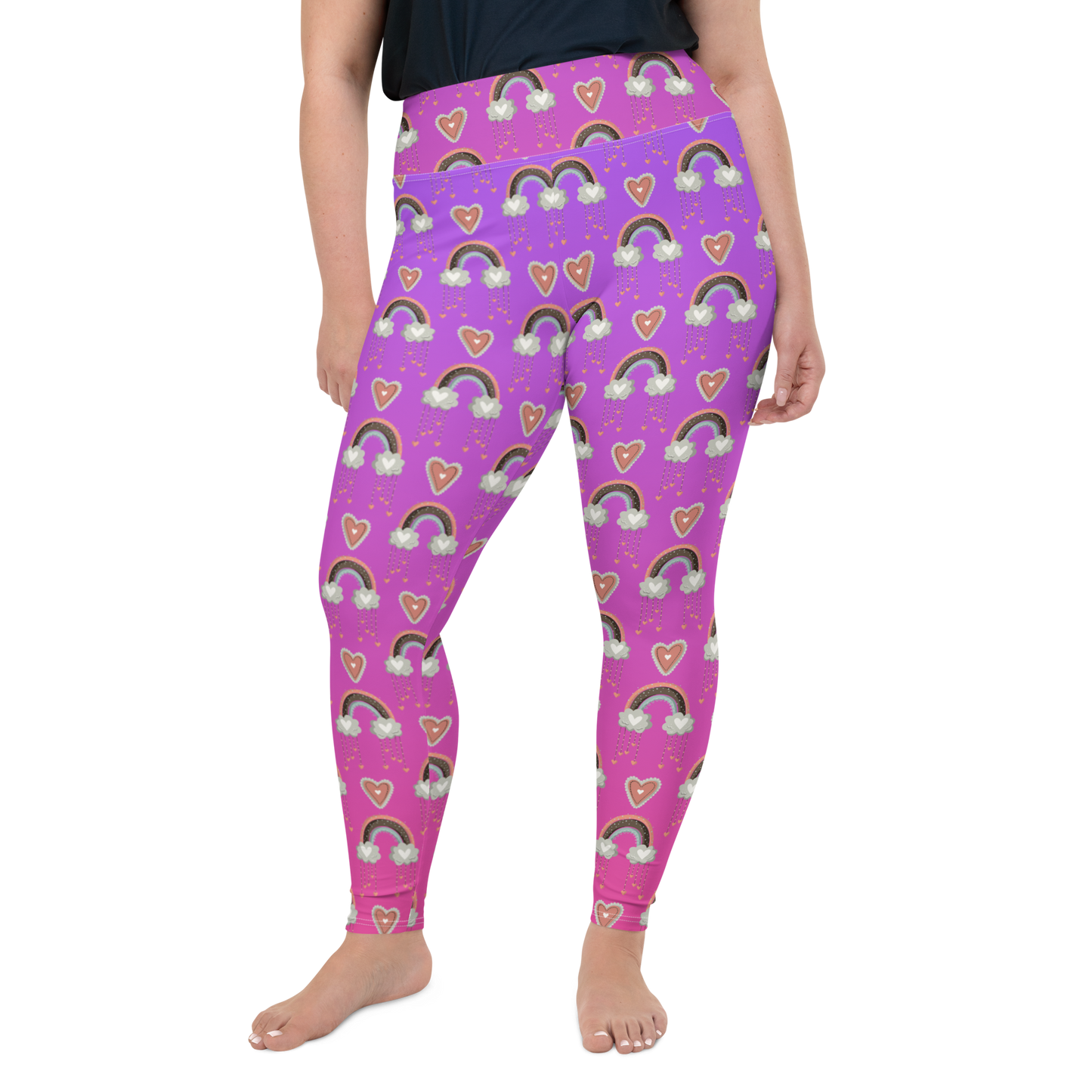 Pink & Purple | Boho Birds Pattern | Bohemian Style | All-Over Print Plus Size Leggings - #6