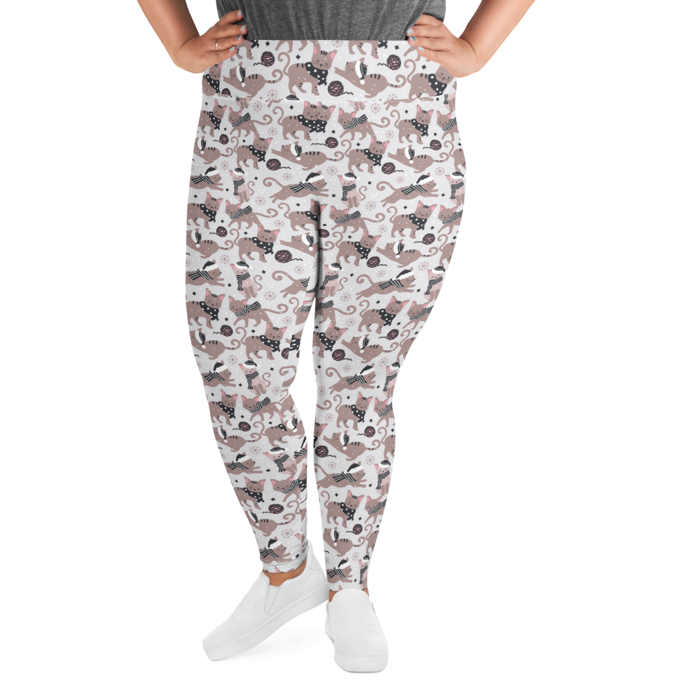 Winter Christmas Cat | Seamless Patterns | All-Over Print Plus Size Leggings - #1