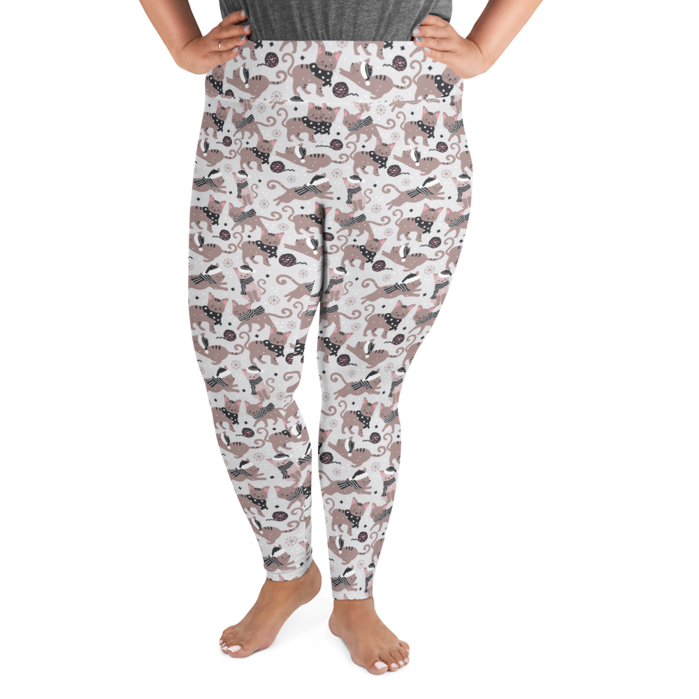 Winter Christmas Cat | Seamless Patterns | All-Over Print Plus Size Leggings - #1