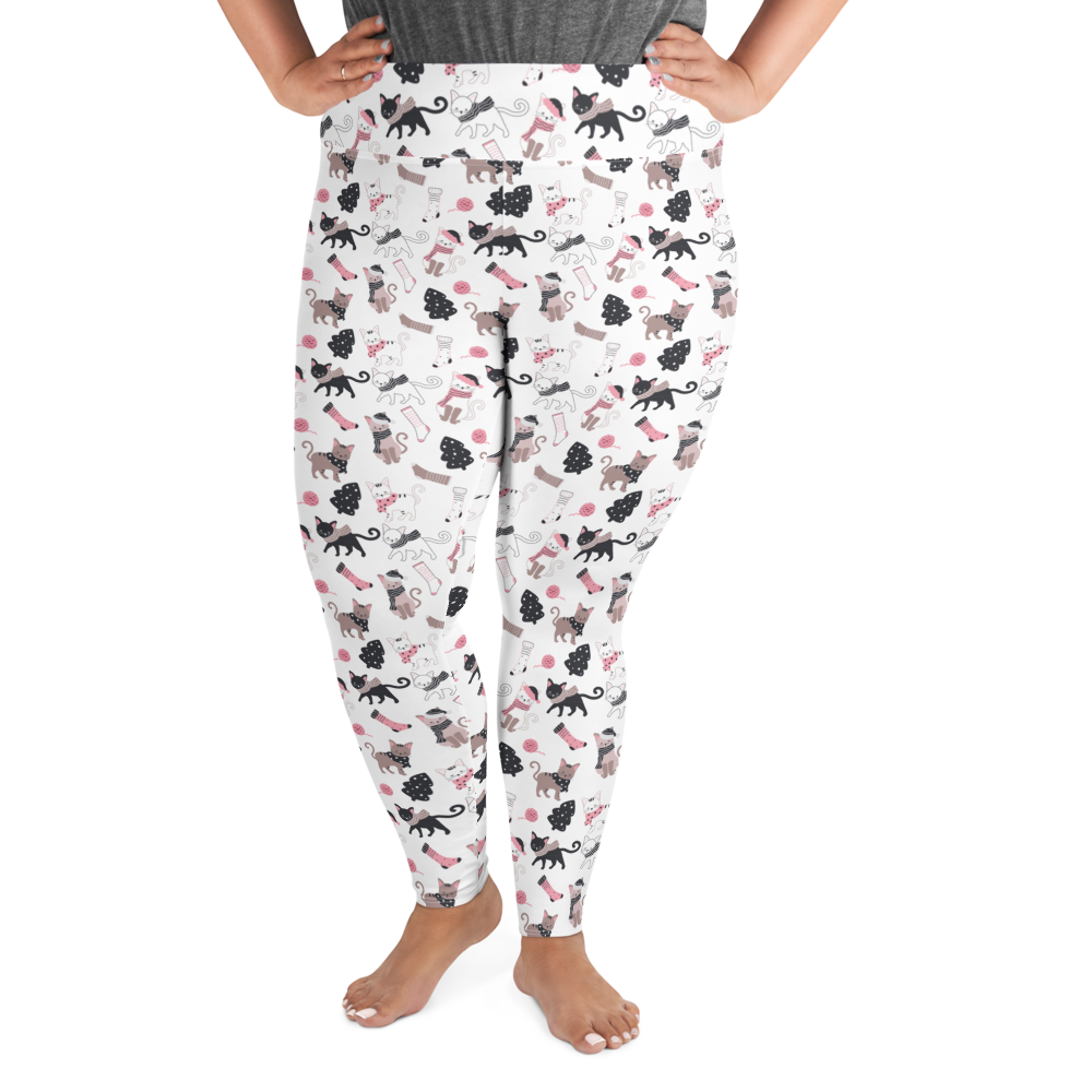Winter Christmas Cat | Seamless Patterns | All-Over Print Plus Size Leggings - #3