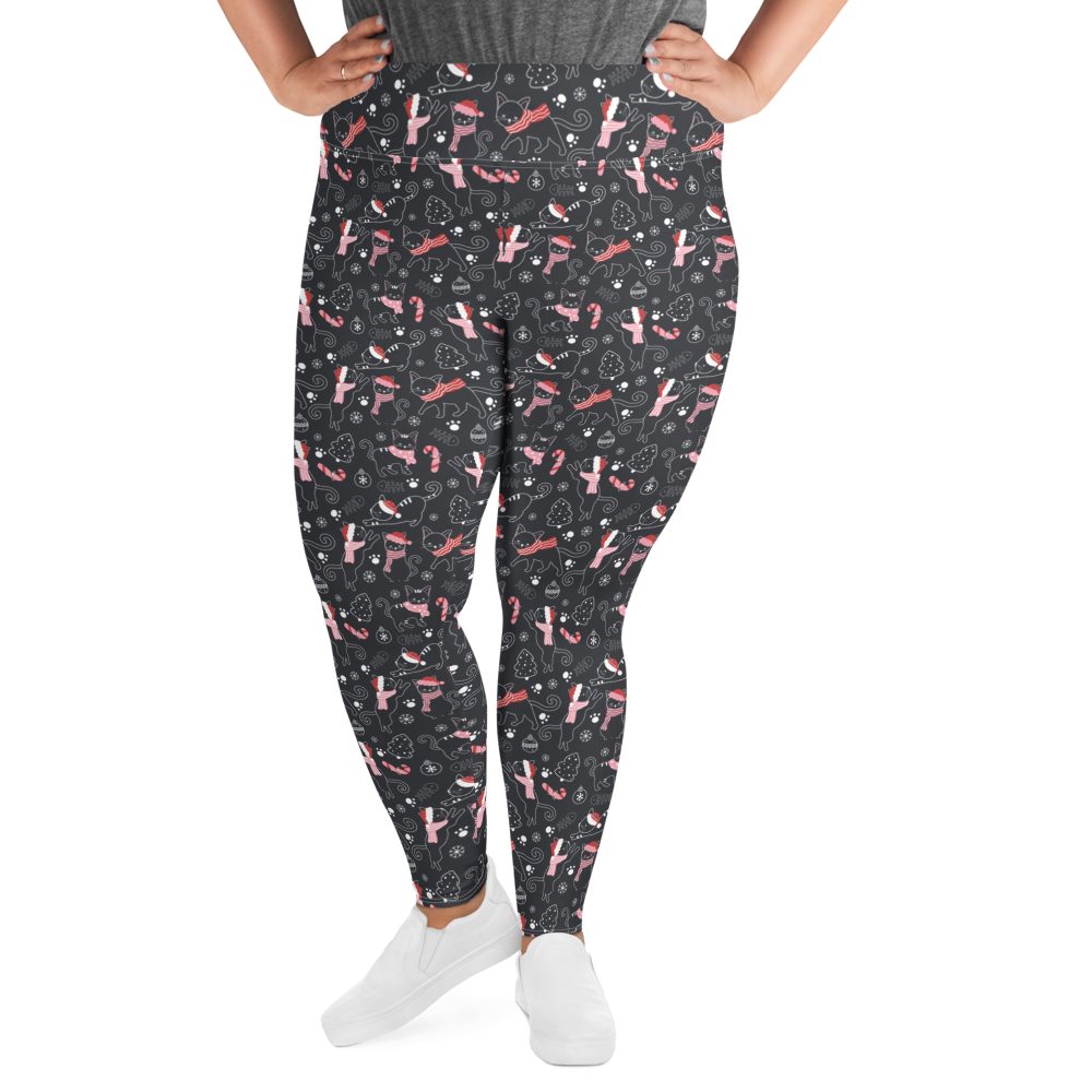Winter Christmas Cat | Seamless Patterns | All-Over Print Plus Size Leggings - #4
