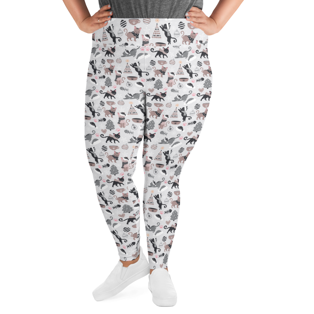 Winter Christmas Cat | Seamless Patterns | All-Over Print Plus Size Leggings - #6