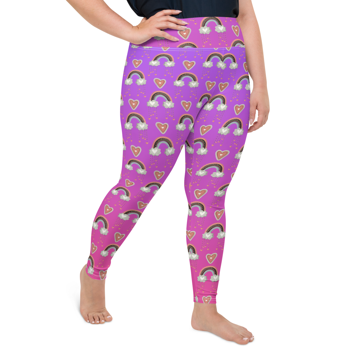 Pink & Purple | Boho Birds Pattern | Bohemian Style | All-Over Print Plus Size Leggings - #6