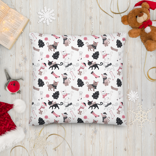 Winter Christmas Cat | Seamless Patterns | All-Over Print Premium Pillow - #3