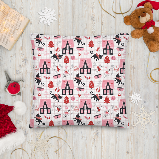 Winter Christmas Cat | Seamless Patterns | All-Over Print Premium Pillow - #5