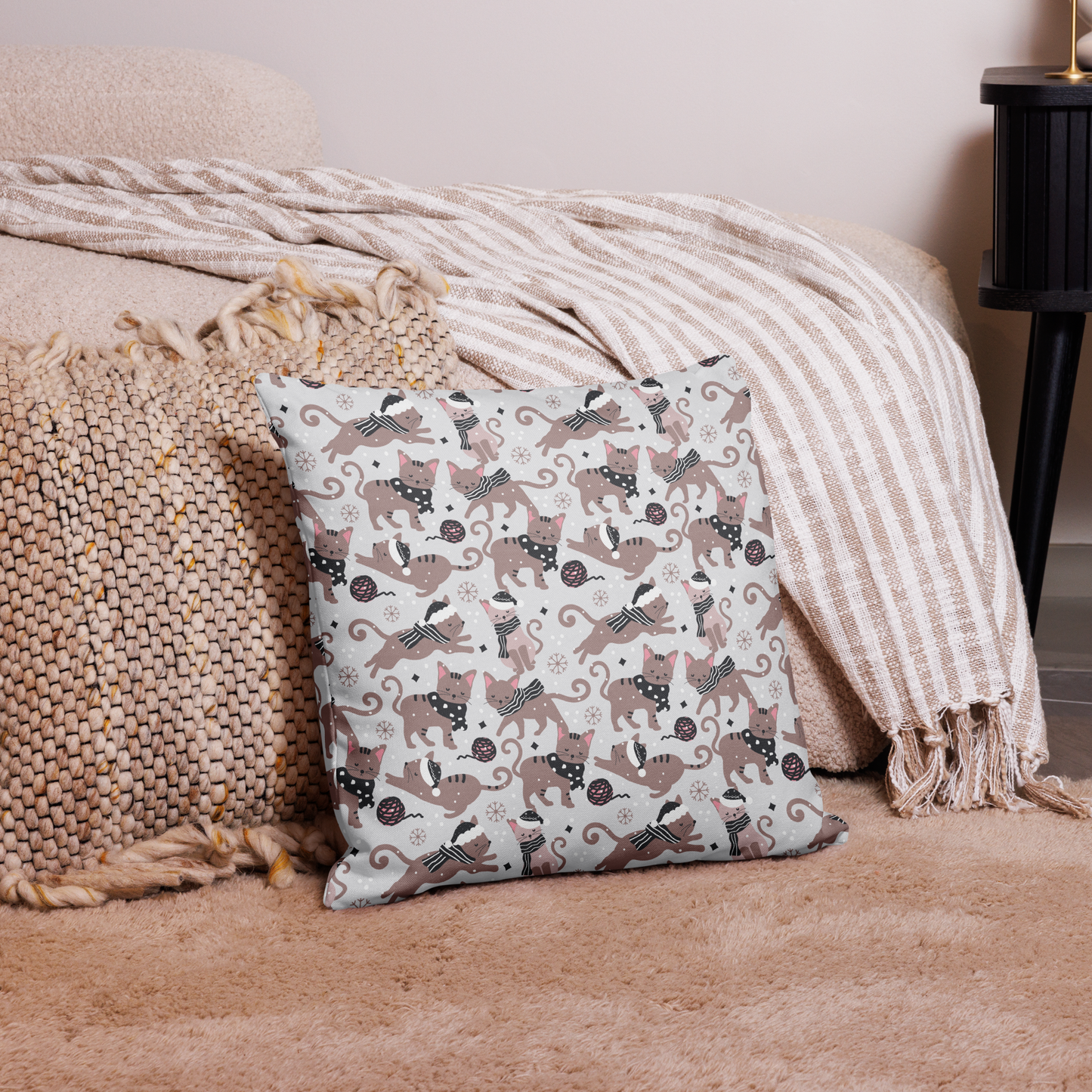 Winter Christmas Cat | Seamless Patterns | All-Over Print Premium Pillow Case - #1