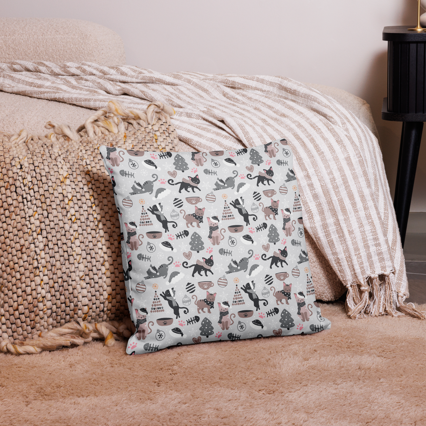 Winter Christmas Cat | Seamless Patterns | All-Over Print Premium Pillow Case - #6
