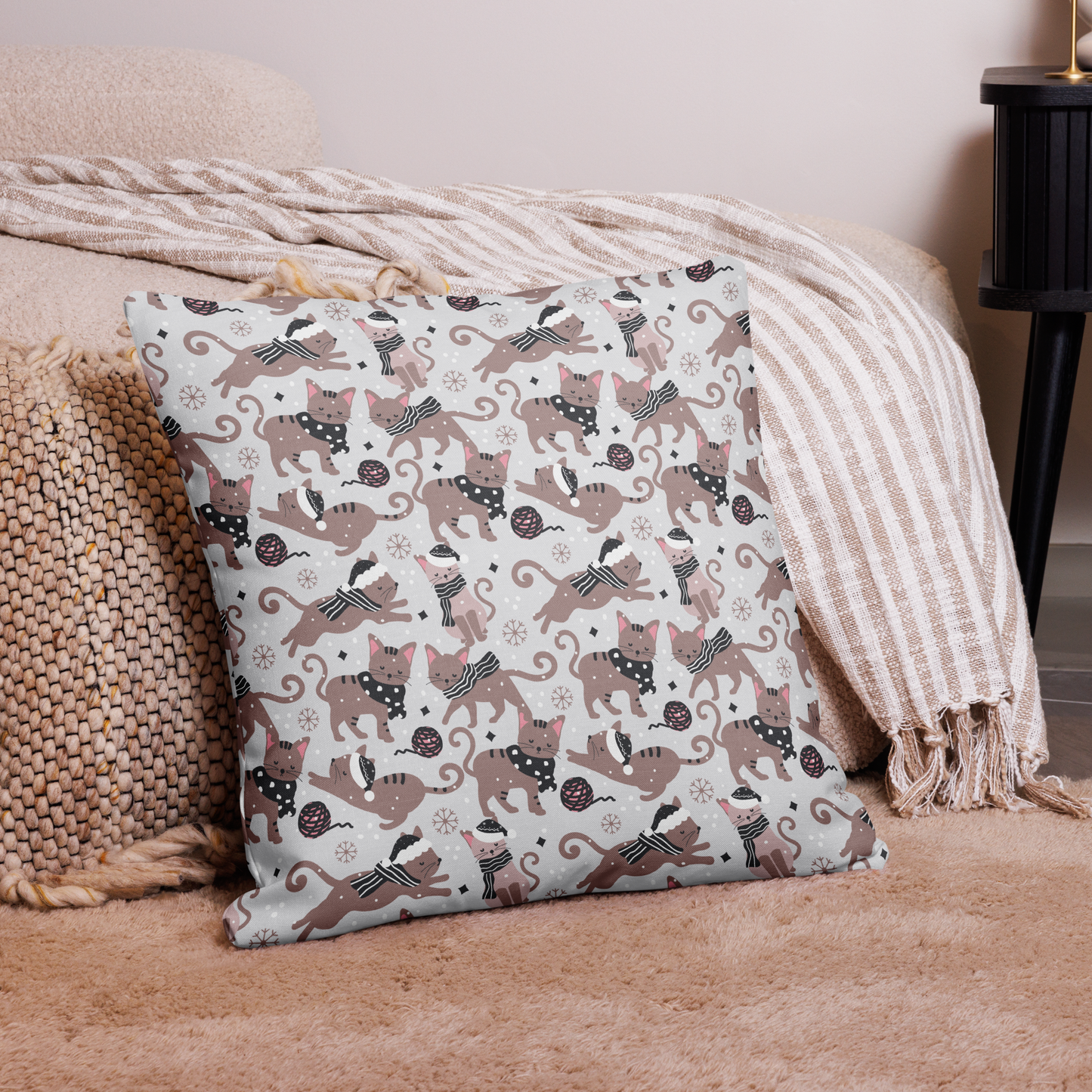 Winter Christmas Cat | Seamless Patterns | All-Over Print Premium Pillow Case - #1