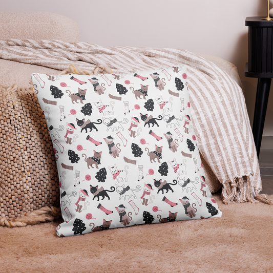 Winter Christmas Cat | Seamless Patterns | All-Over Print Premium Pillow Case - #3