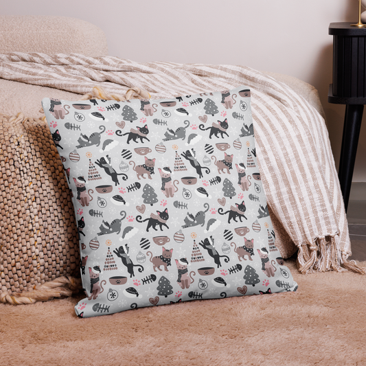 Winter Christmas Cat | Seamless Patterns | All-Over Print Premium Pillow Case - #6