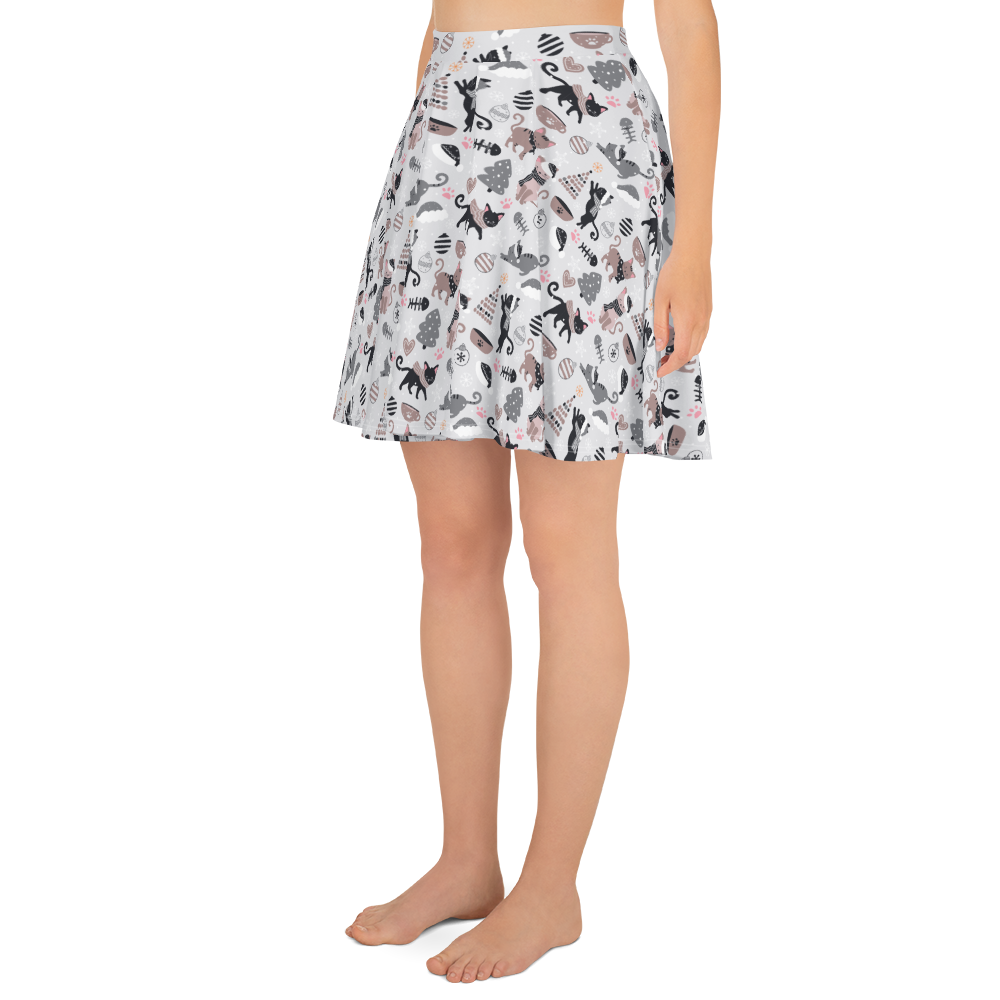 Winter Christmas Cat | Seamless Patterns | All-Over Print Skater Skirt - #6