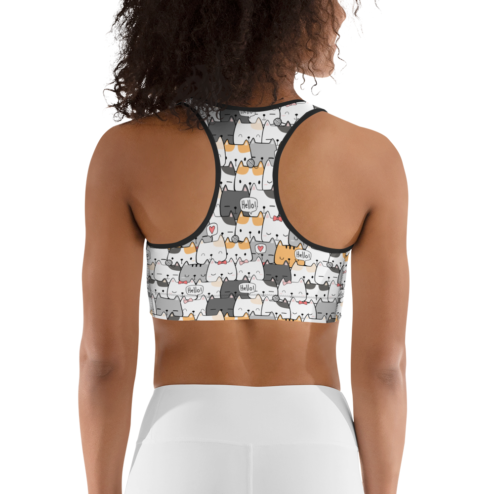 Cat Seamless Pattern Batch 01 | Seamless Patterns | All-Over Print Sports Bra - #6