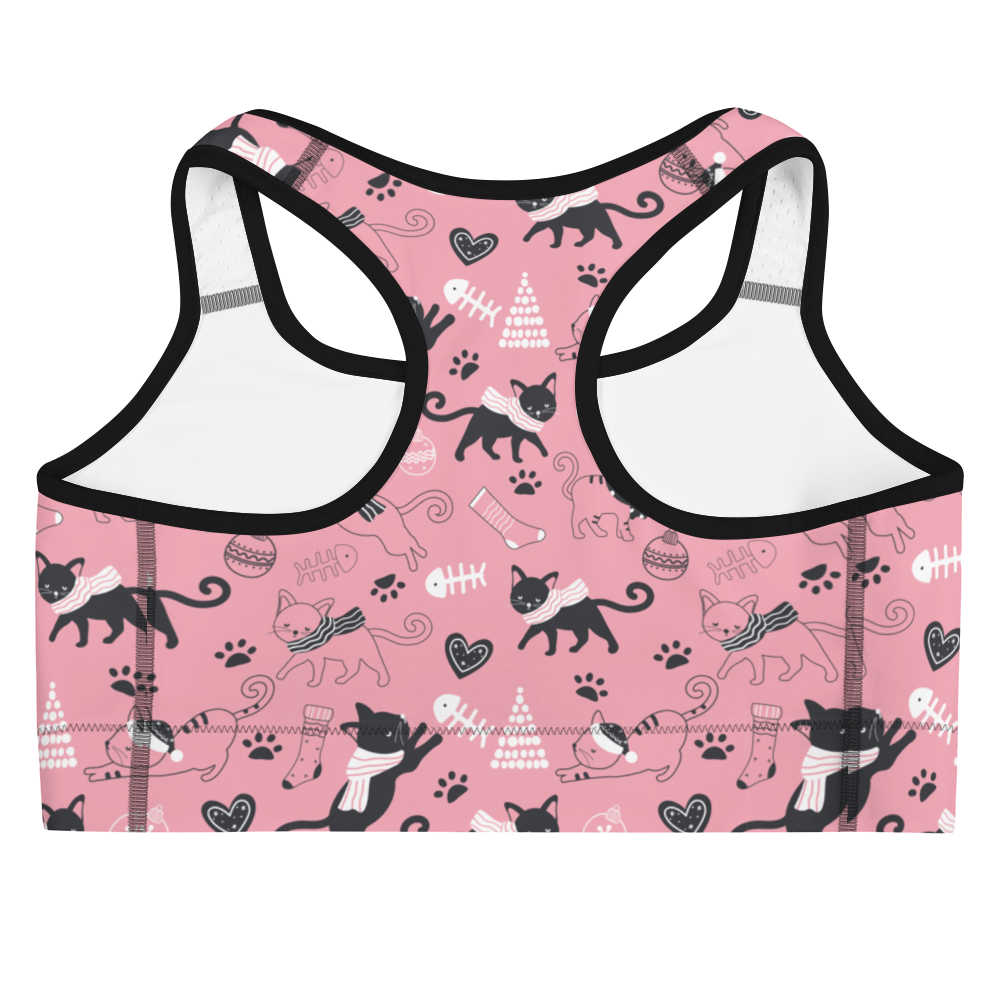 Winter Christmas Cat | Seamless Patterns | All-Over Print Sports Bra - #2