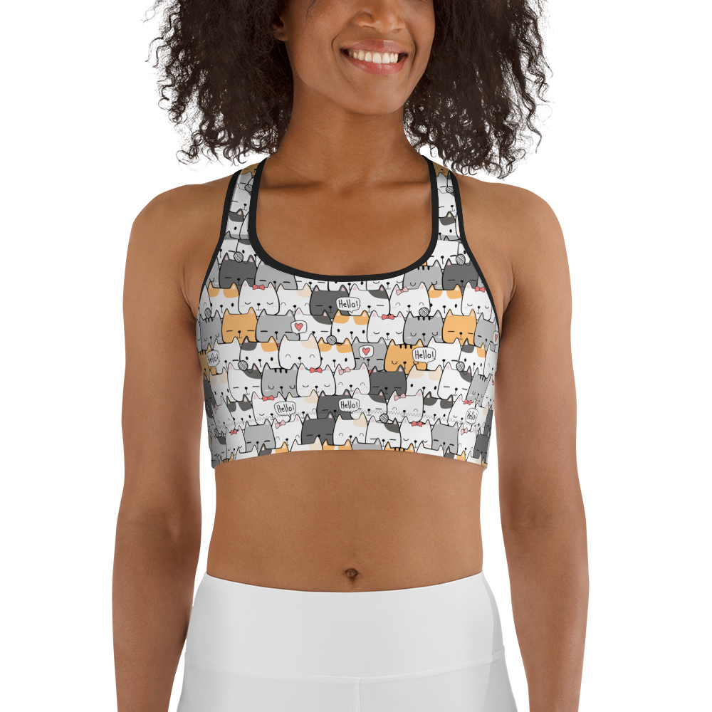 Cat Seamless Pattern Batch 01 | Seamless Patterns | All-Over Print Sports Bra - #6