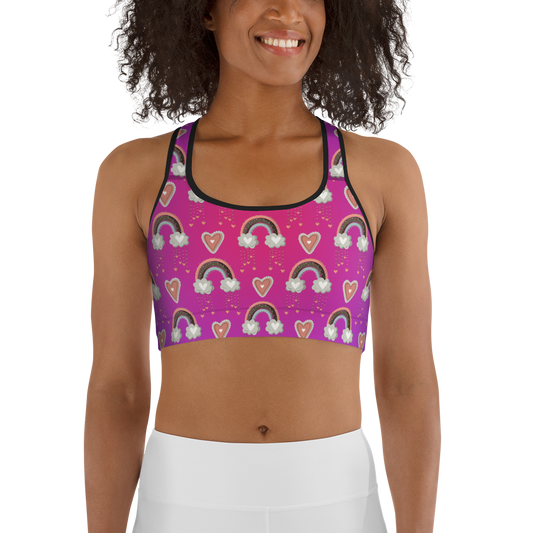 Pink & Purple | Boho Birds Pattern | Bohemian Style | All-Over Print Sports Bra - #6