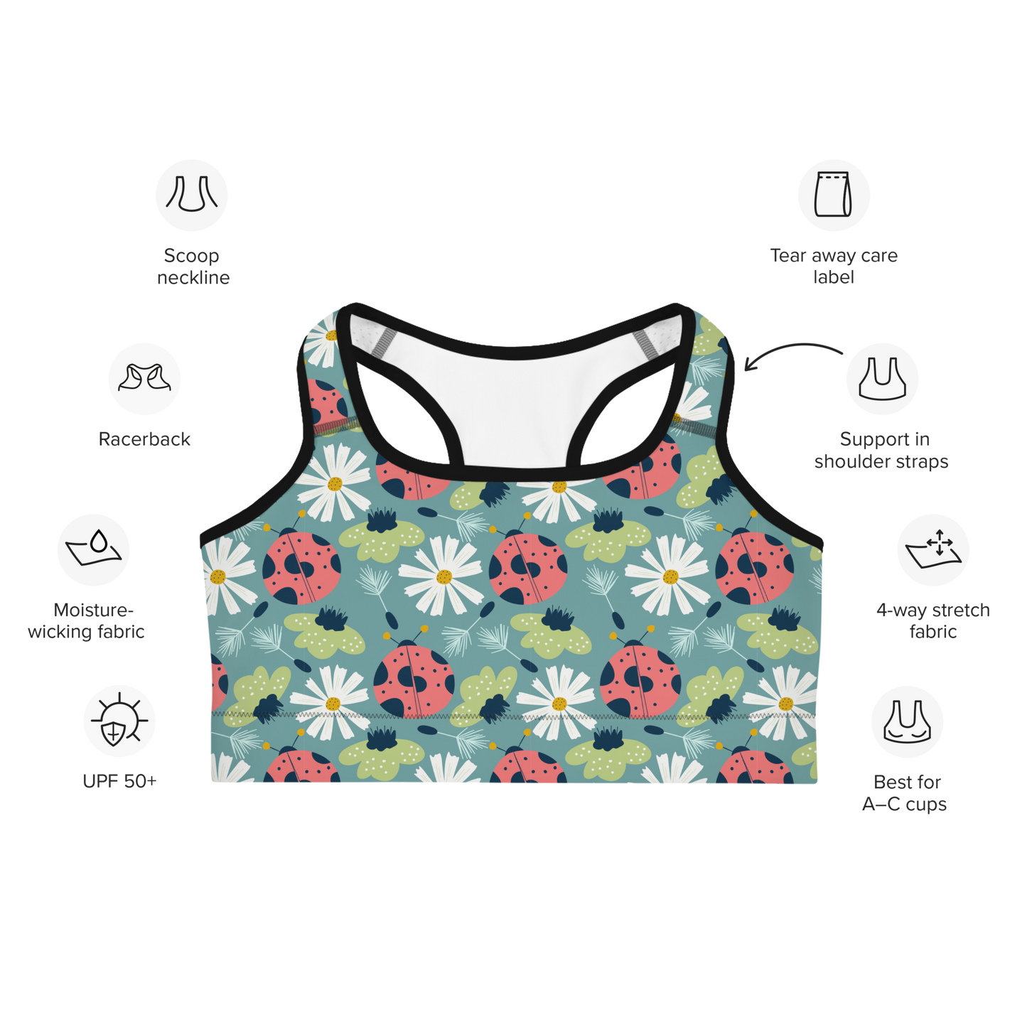 Scandinavian Spring Floral | Seamless Patterns | All-Over Print Sports Bra - #3