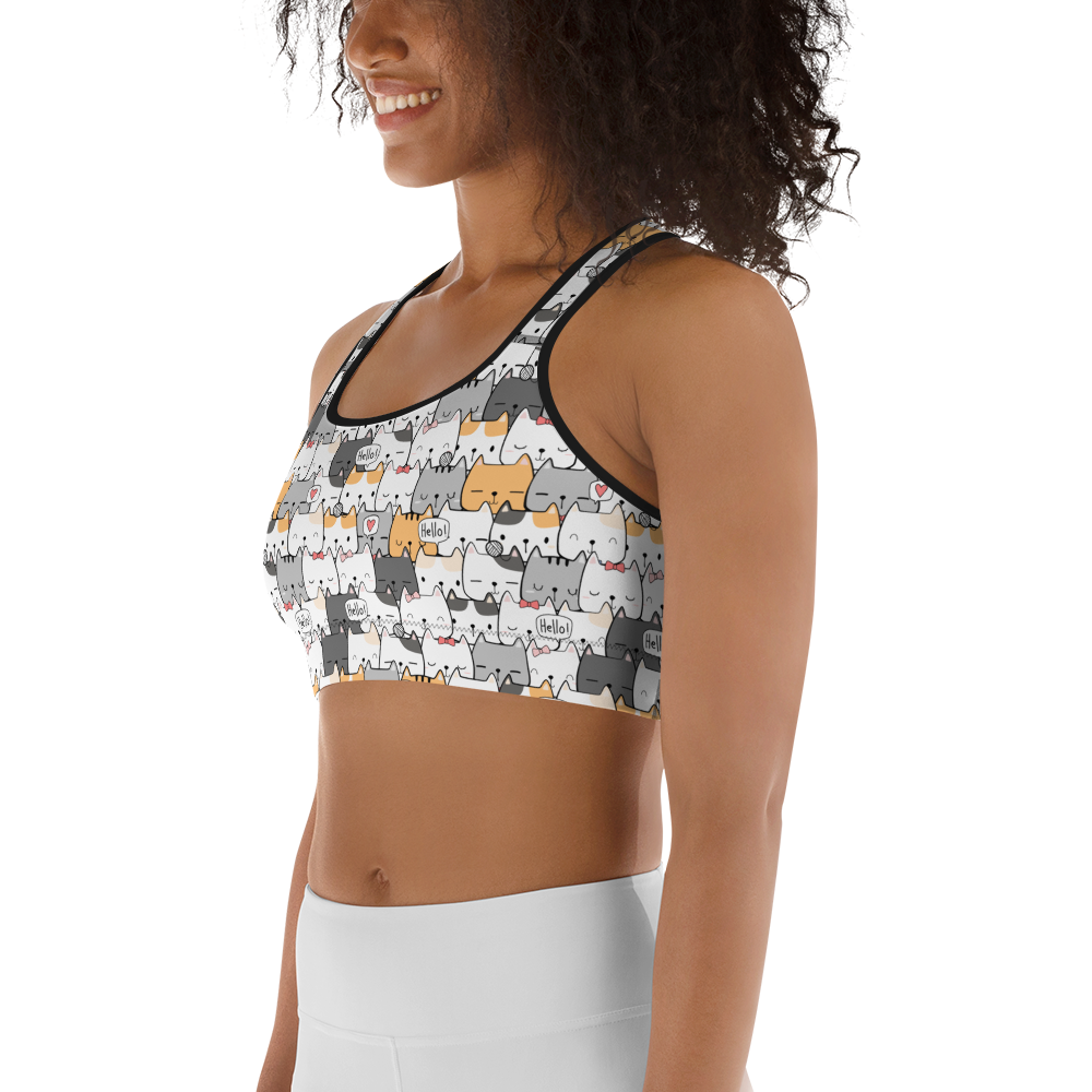 Cat Seamless Pattern Batch 01 | Seamless Patterns | All-Over Print Sports Bra - #6