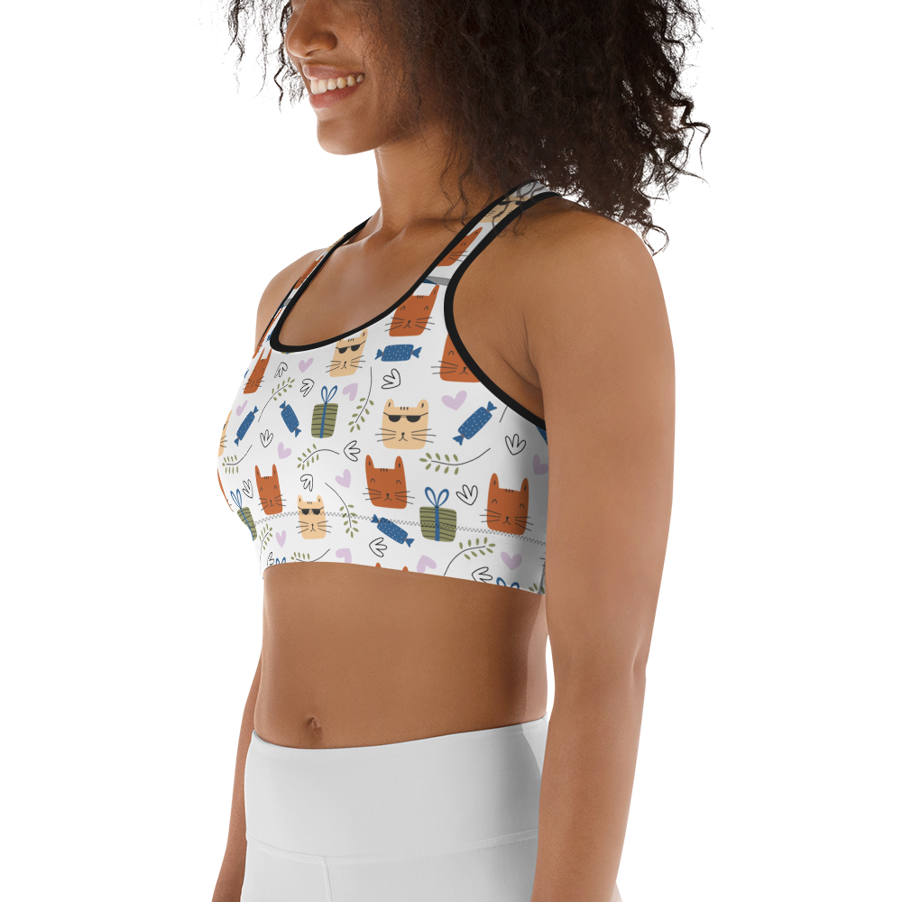 Cat Seamless Pattern Batch 01 | Seamless Patterns | All-Over Print Sports Bra - #8