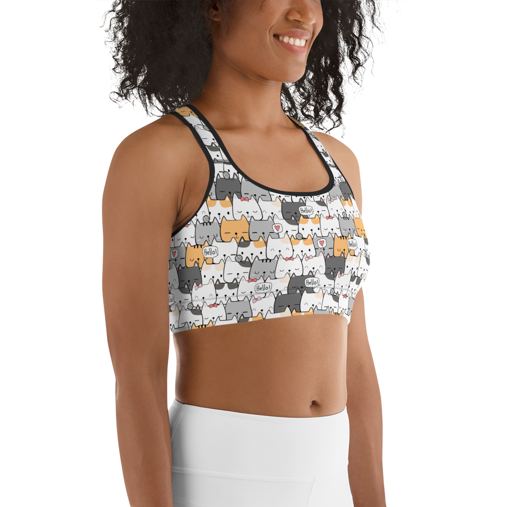 Cat Seamless Pattern Batch 01 | Seamless Patterns | All-Over Print Sports Bra - #6