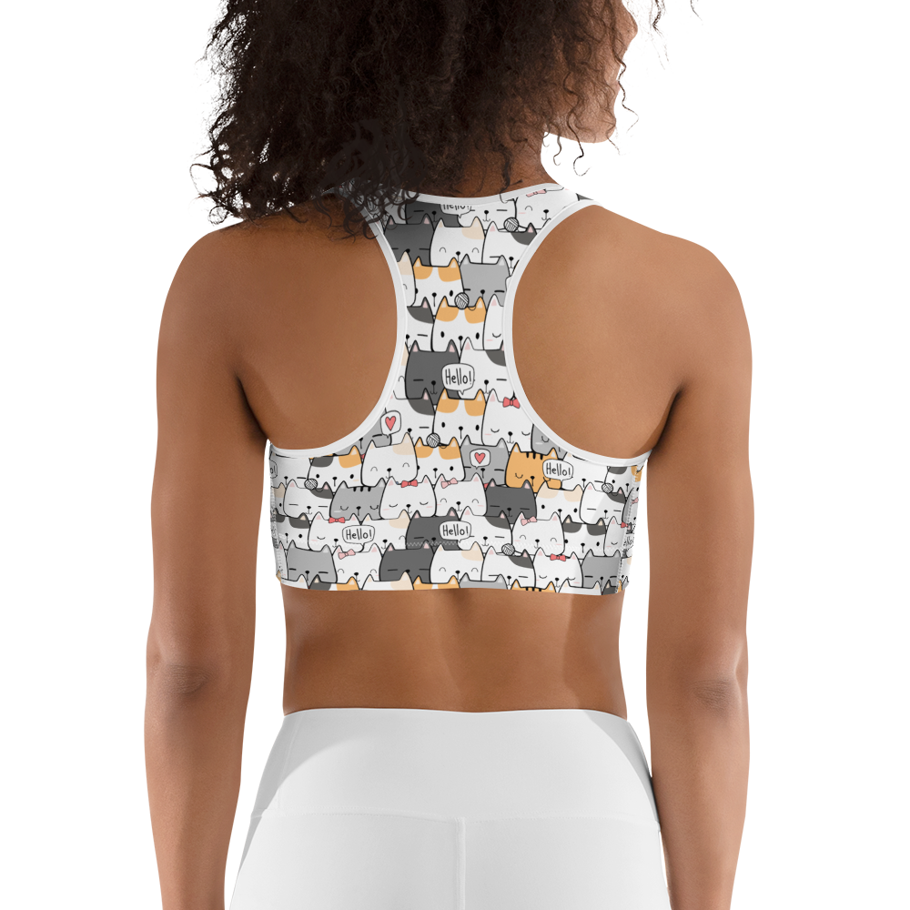 Cat Seamless Pattern Batch 01 | Seamless Patterns | All-Over Print Sports Bra - #6